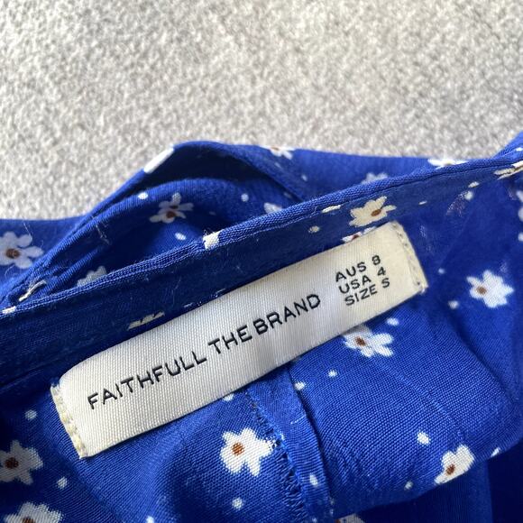 FAITHFULL THE BRAND Betina Blue Floral Jumpsuit Tie Back‎ Small - Picture 5 of 7